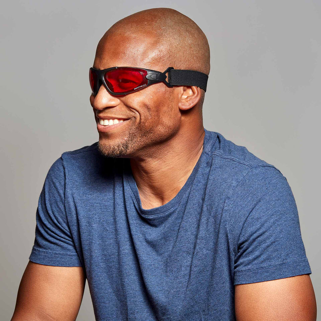 Red Sleep Savior Blue Light Glasses with Strap Unisex SafetyBlue™